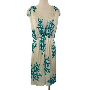 Moschino Cheap and Chic Coral Print Sleeveless Pleated-Front Dress Cream Size 10